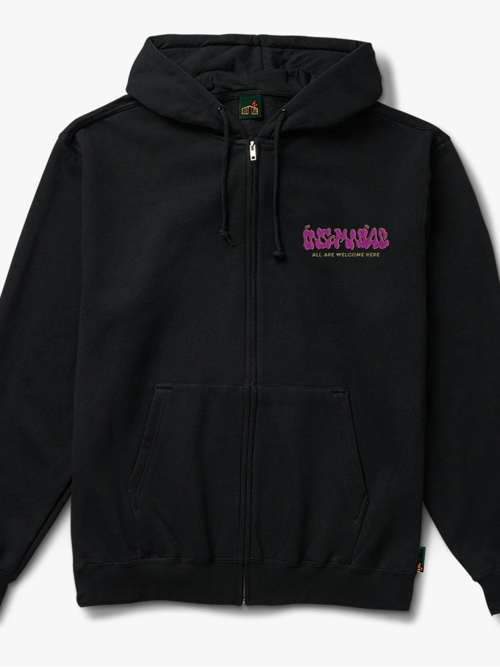 INSOMNIAC Black Zip-Up Hoodie with Purple Chest Logo